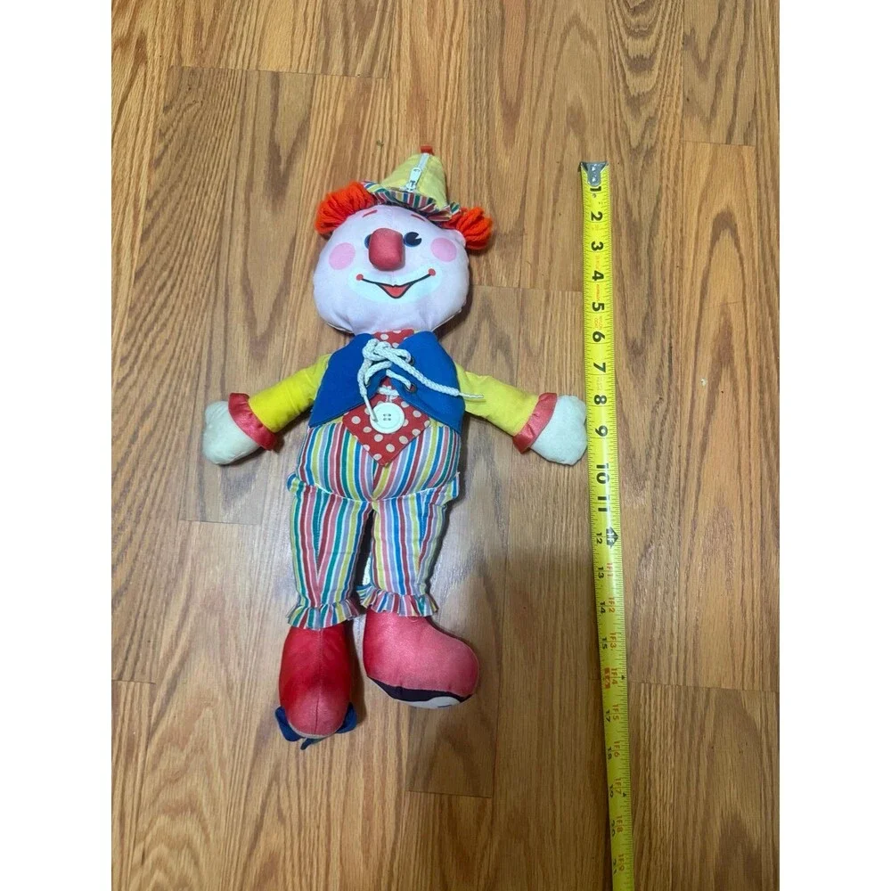 Fisher Price Vintage Clown Plush 1984 Learn To Dress Button Snap Tie Zip Toy